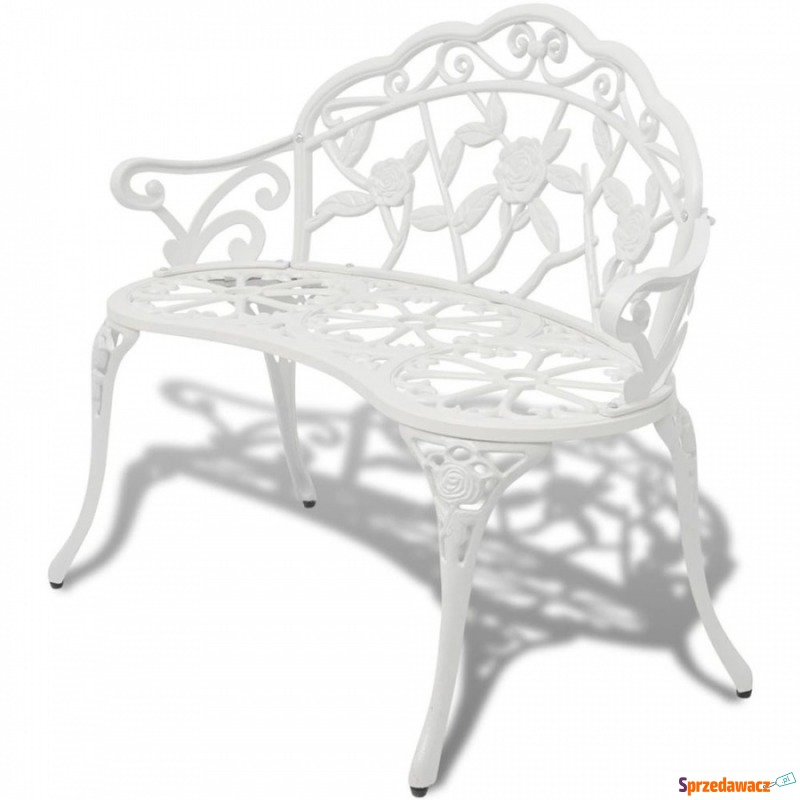 Ławka ogrodowa, 100 cm, odlewane aluminium, biała - Krzesła ogrodowe - Lębork