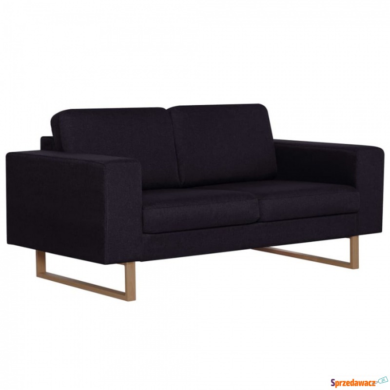 Sofa 2-osobowa tapicerowana tkaniną czarna - Sofy, fotele, komplety... - Świnoujście