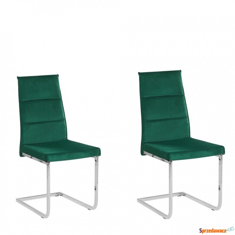 Zestaw 2 krzeseł do jadalni welurowy zielony... - Krzesła do salonu i jadalni - Kraków