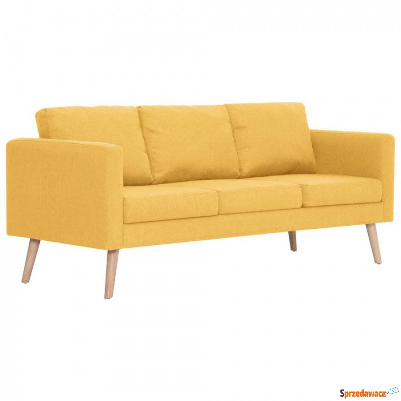 Sofa 3-osobowa tapicerowana tkaniną żółta - Sofy, fotele, komplety... - Chełm