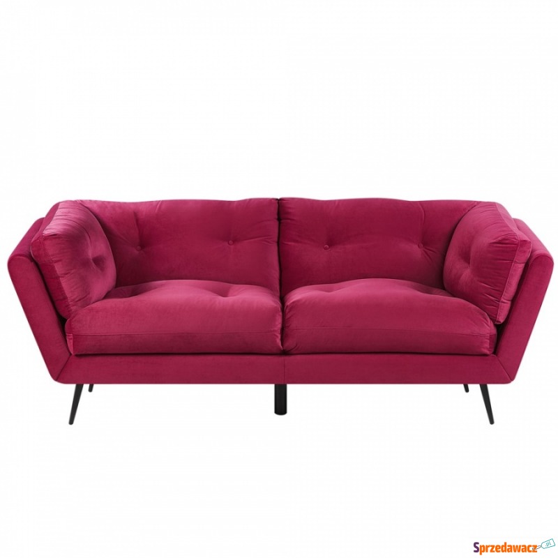 Sofa 3-osobowa welurowa burgundowa LENVIK - Sofy, fotele, komplety... - Mielec