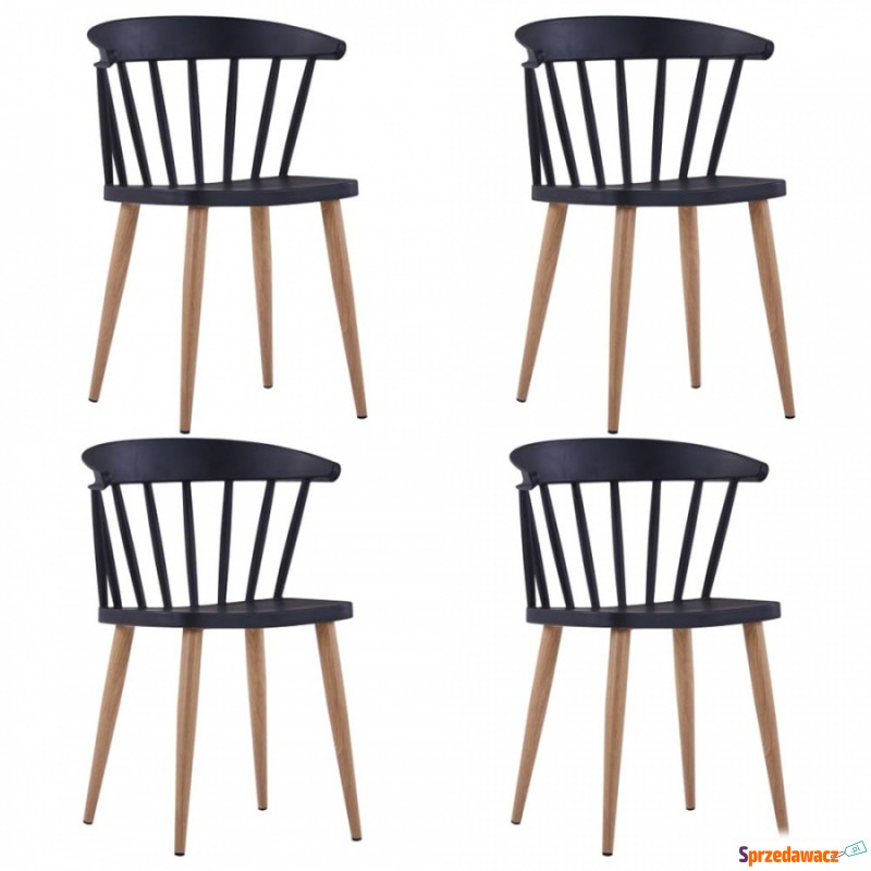 Krzesła do kuchni 4 szt. czarne plastik i stal - Krzesła kuchenne - Zgorzelec