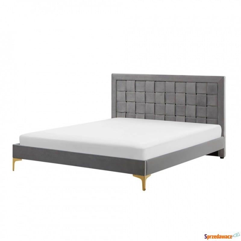 Łóżko welurowe 140 x 200 cm szare LIMOUX - Łóżka - Krosno