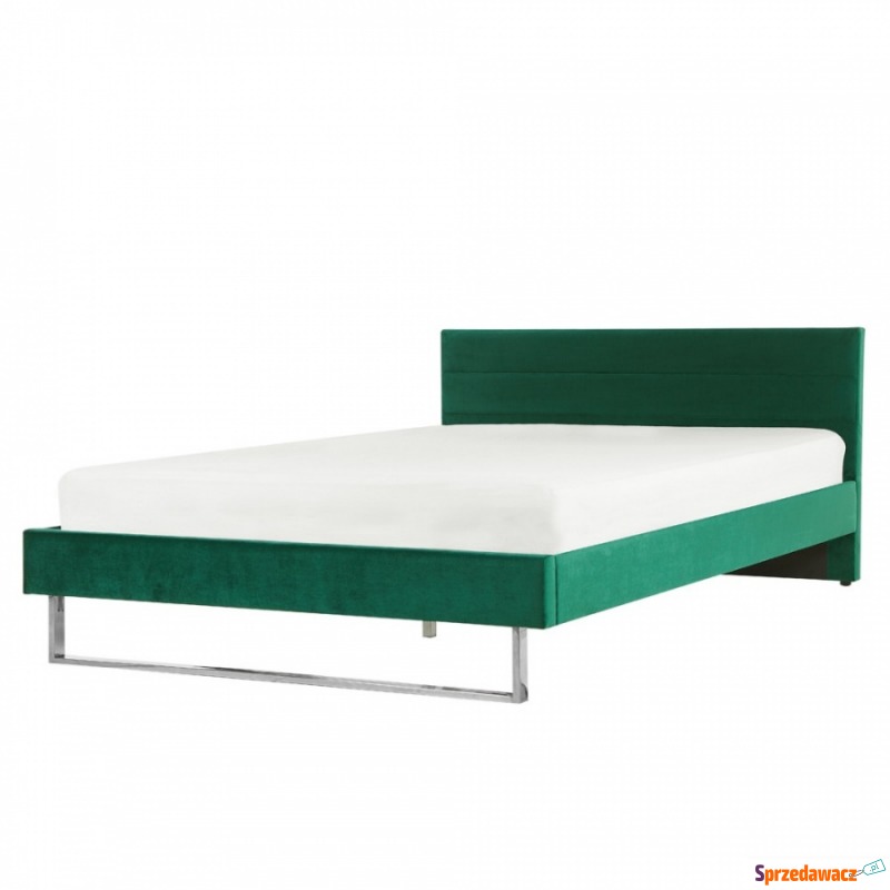 Łóżko welurowe 180 x 200 cm zielone BELLOU - Łóżka - Świdnik