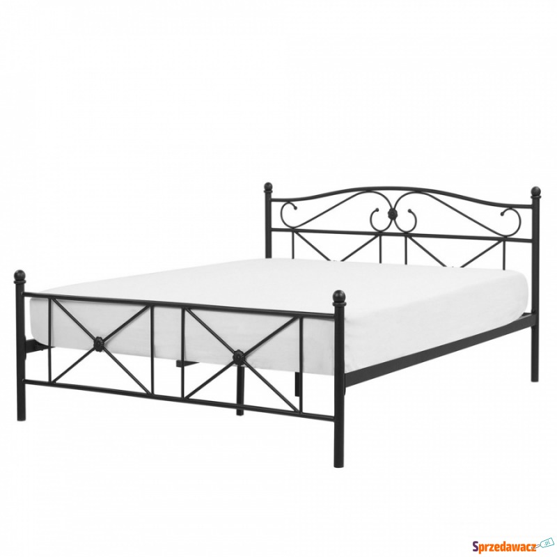 Łóżko metalowe 140 x 200 cm czarne RODEZ - Łóżka - Łapy