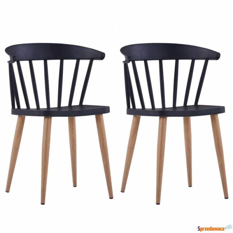 Krzesła do kuchni 2 szt. czarne plastik - Krzesła kuchenne - Ciechanów
