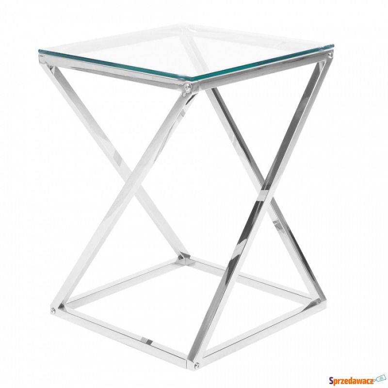 Stolik pomocniczy szklany srebrny BEVERLY - Stoły, stoliki, ławy - Jaworzno