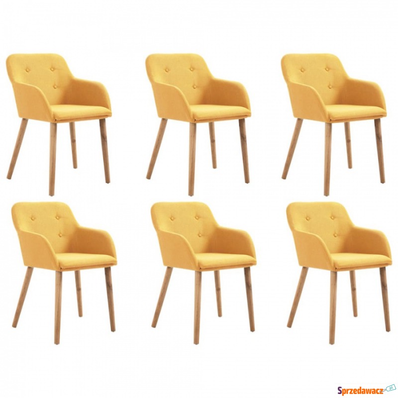 Krzesła do jadalni 6 szt. żółte tapicerowane... - Krzesła do salonu i jadalni - Starachowice