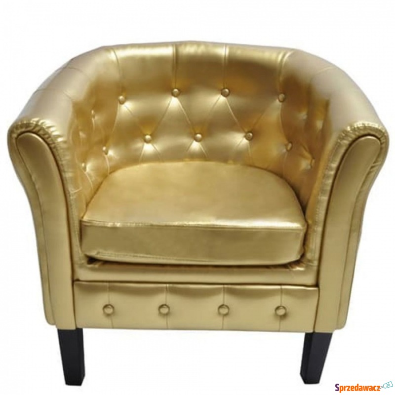 Półokrągły fotel ze skóry syntetycznej złoty - Krzesła biurowe - Żory