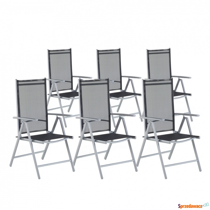 Zestaw do ogrodu 6 krzeseł czarne aluminiowe... - Krzesła ogrodowe - Głogów