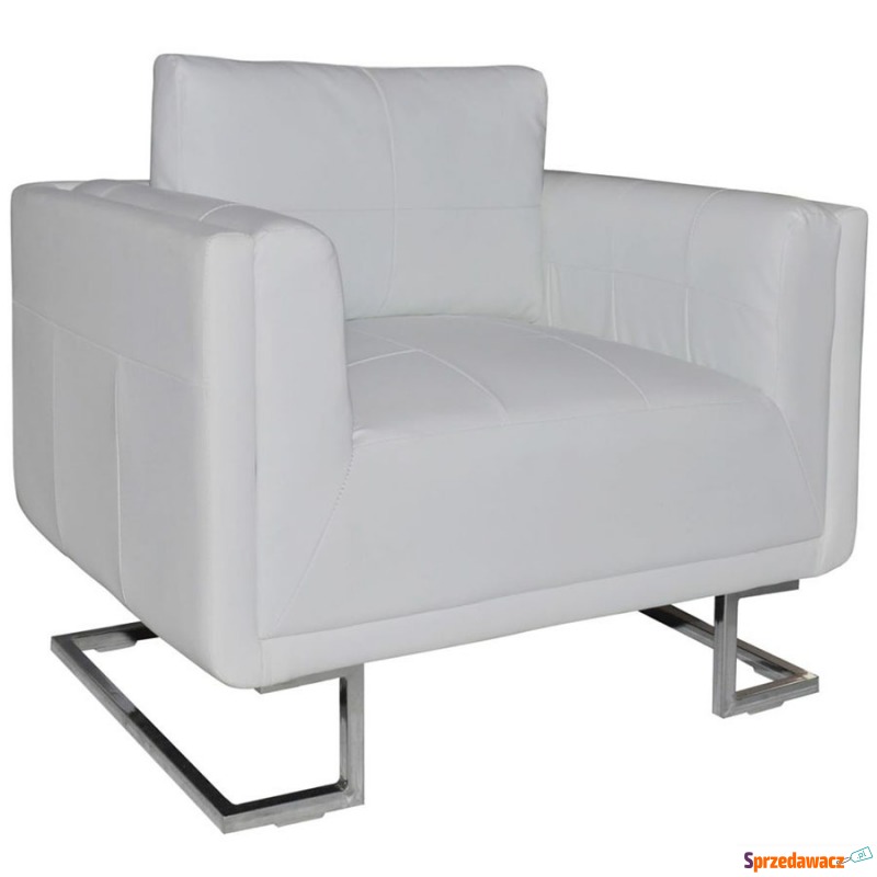 Fotel w formie kostki ze skóry syntetycznej biały - Krzesła biurowe - Jawor