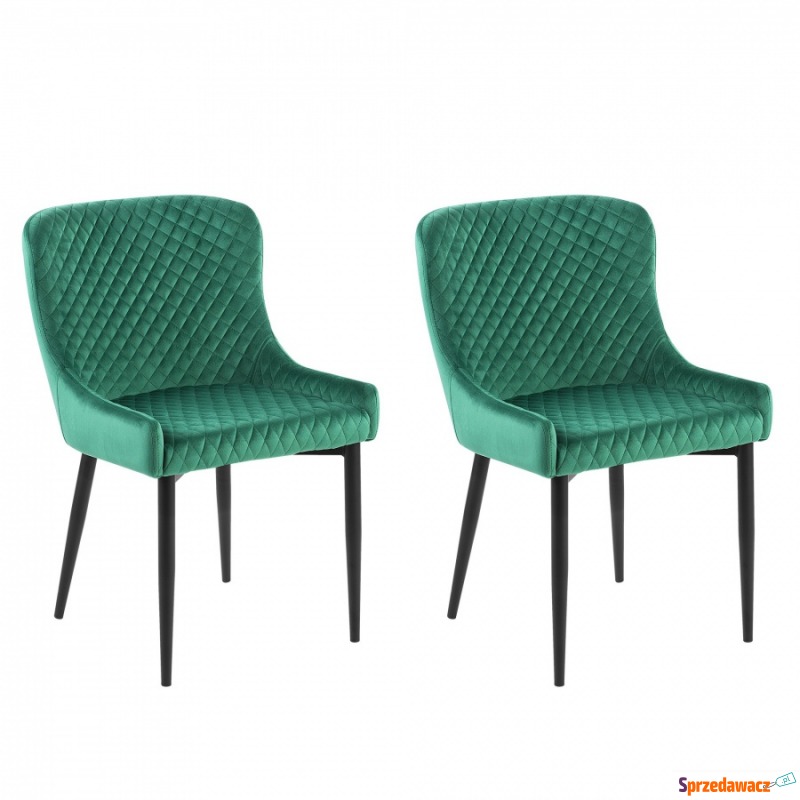 Zestaw do jadalni 2 krzesła welur zielone SOLANO - Krzesła do salonu i jadalni - Chruszczobród