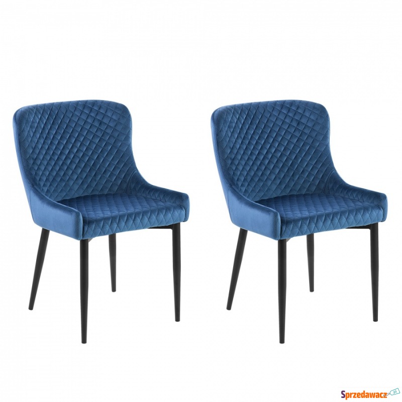 Zestaw do jadalni 2 krzesła welur niebieskie SOLANO - Krzesła do salonu i jadalni - Starachowice