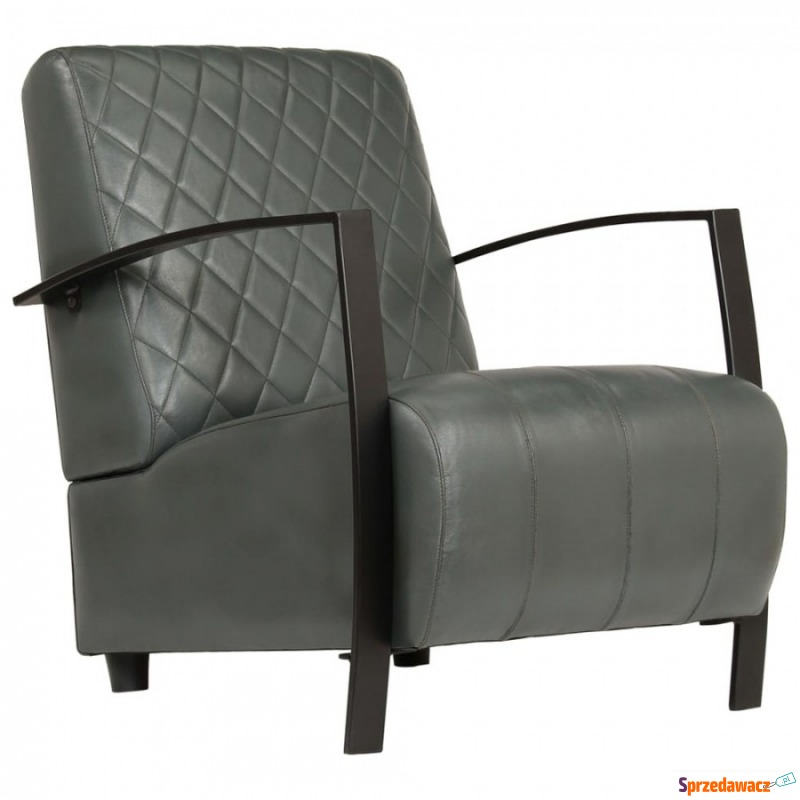Fotel szary 65 x 75 x 82 cm prawdziwa skóra - Krzesła biurowe - Nowy Dwór Mazowiecki
