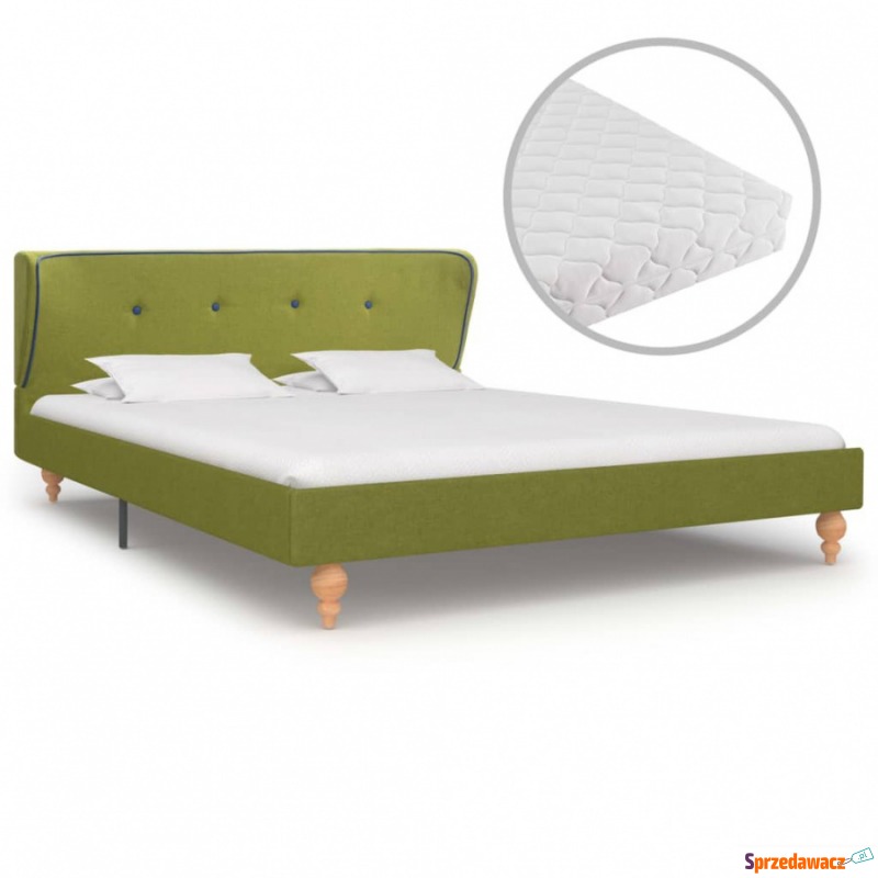 Łóżko z materacem, zielone, tkanina, 140 x 200... - Łóżka - Kartuzy