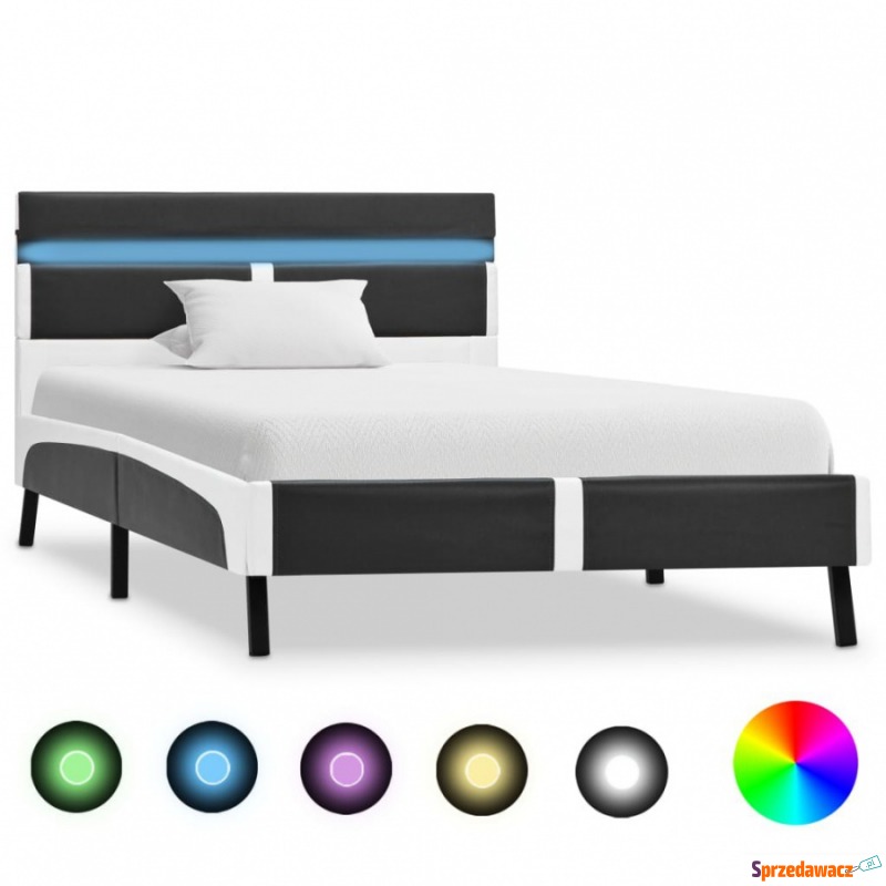 Rama łóżka z LED, szara, sztuczna skóra, 90 x... - Stelaże do łóżek - Kwidzyn