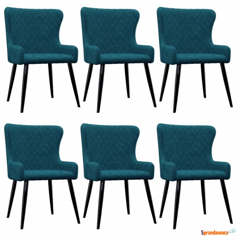 Krzesła do salonu 6 szt. niebieskie aksamitne - Krzesła do salonu i jadalni - Grabówka