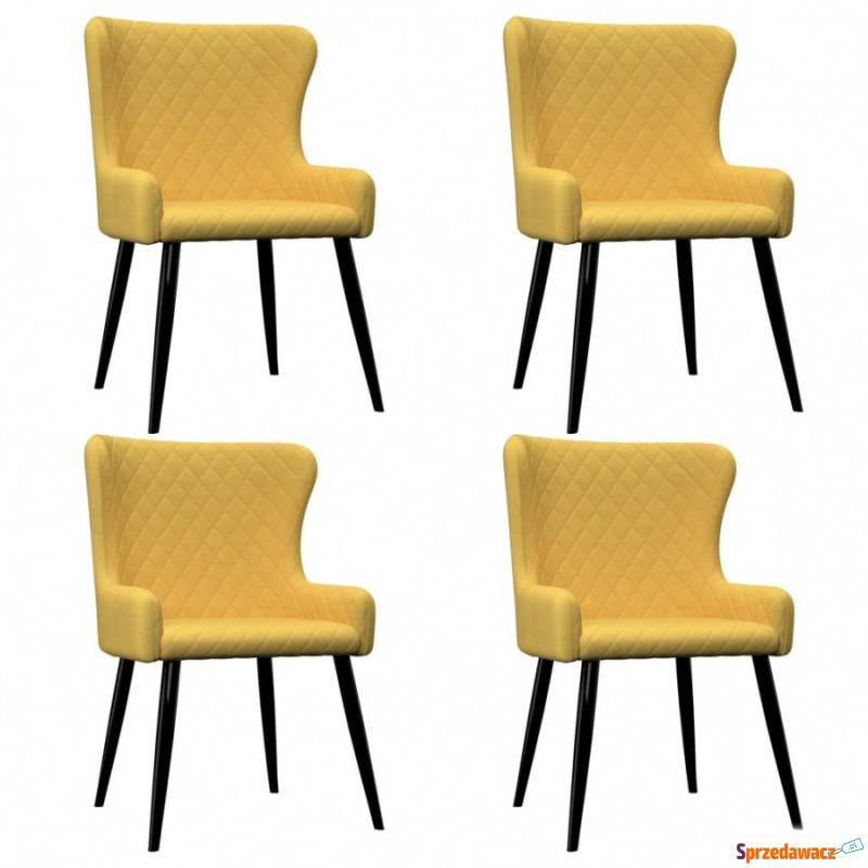 Krzesła do salonu 4 szt. żółte tapicerowane t... - Krzesła do salonu i jadalni - Zamość