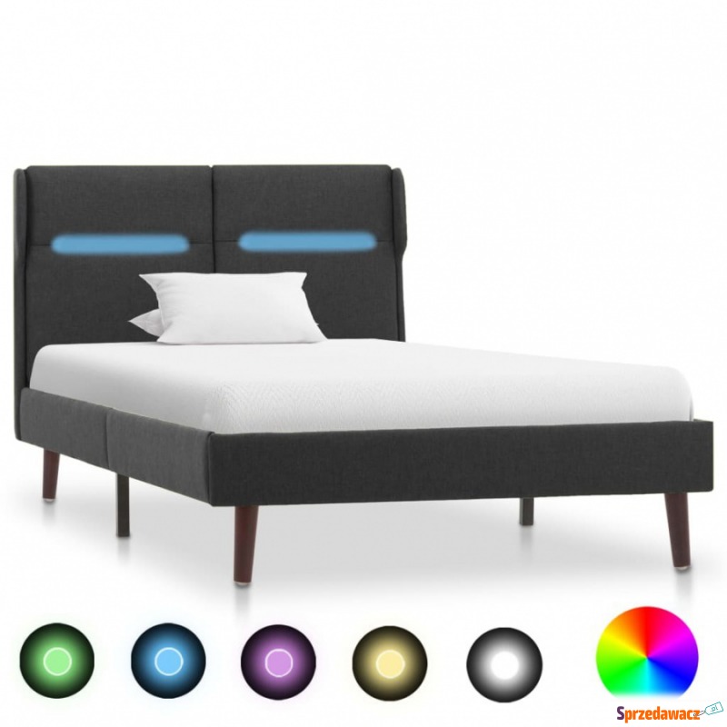 Rama łóżka z LED, ciemnoszara, tkanina, 90 x... - Łóżka - Głogów