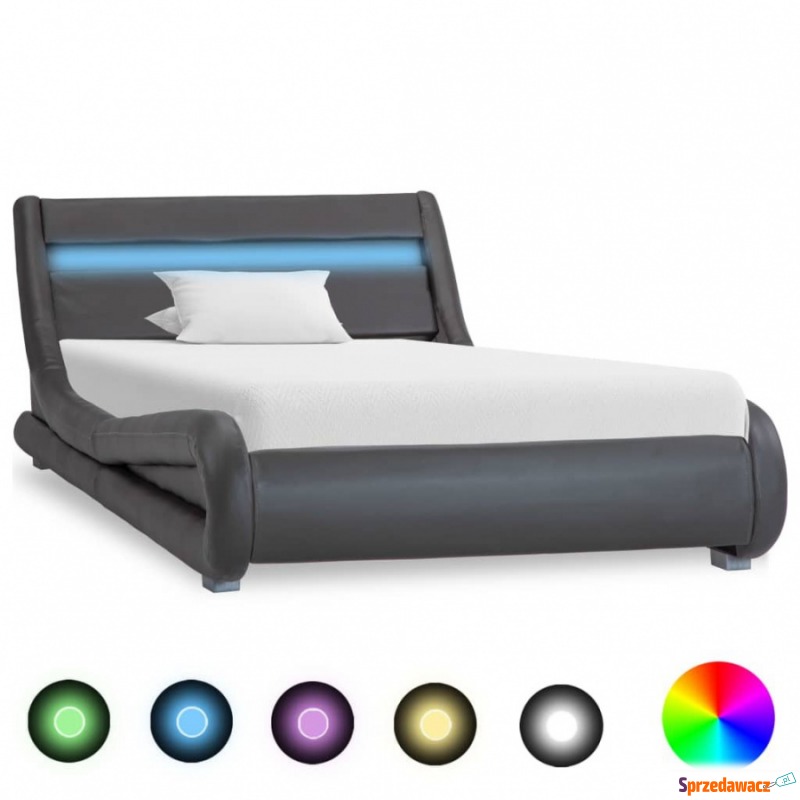 Rama łóżka z LED, szara, sztuczna skóra, 90 x... - Stelaże do łóżek - Grójec