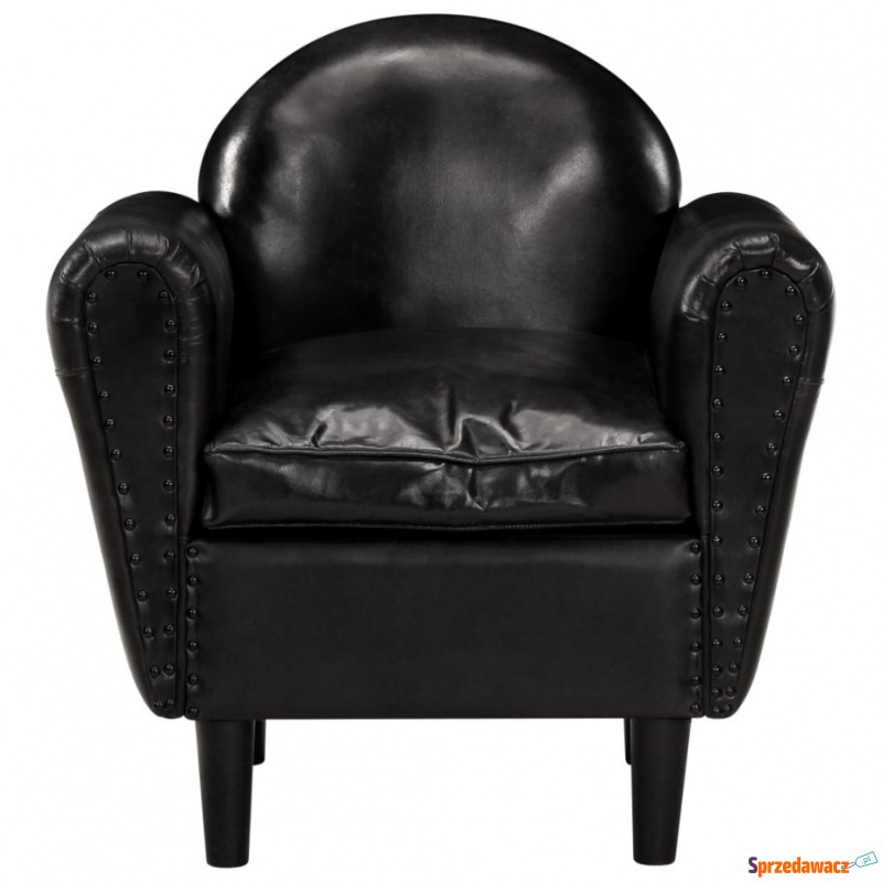 Fotel klubowy czarny 77x65x79 cm skóra naturalna - Krzesła biurowe - Skierniewice