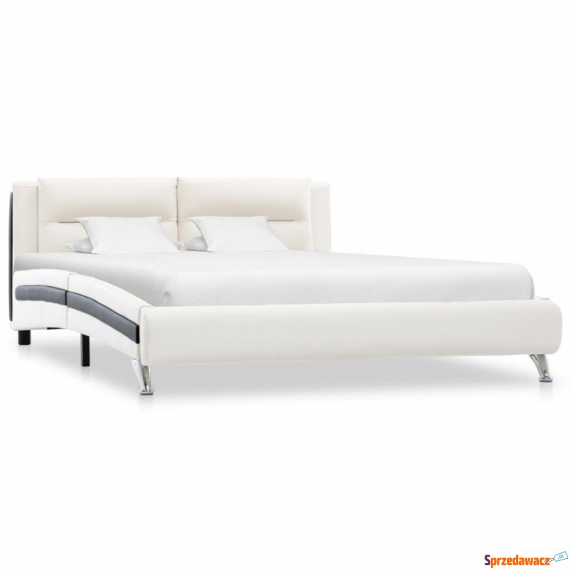Rama łóżka, biała, sztuczna skóra, 120 x 200 cm - Łóżka - Jawor