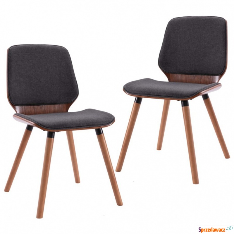 Krzesła do kuchni 2 szt. szare tapicerowane tkaniną - Krzesła kuchenne - Czarne