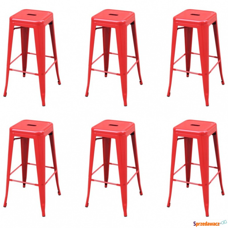 Krzesła barowe 6 szt. czerwone stalowe - Taborety, stołki, hokery - Nowogard
