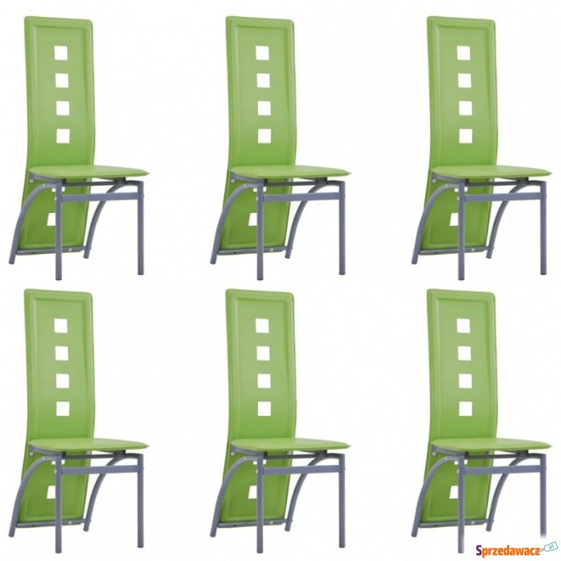 Krzesła do jadalni 6 szt. zielone sztuczna skóra - Krzesła do salonu i jadalni - Kraków