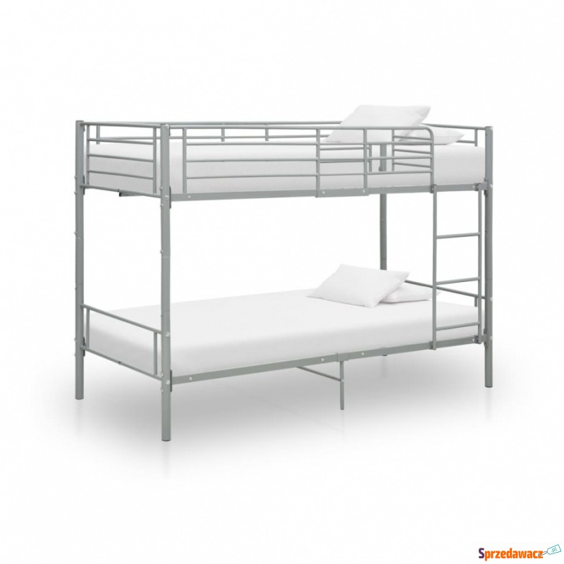 Łóżko piętrowe, szare, metalowe, 90 x 200 cm - Łóżka - Kwidzyn