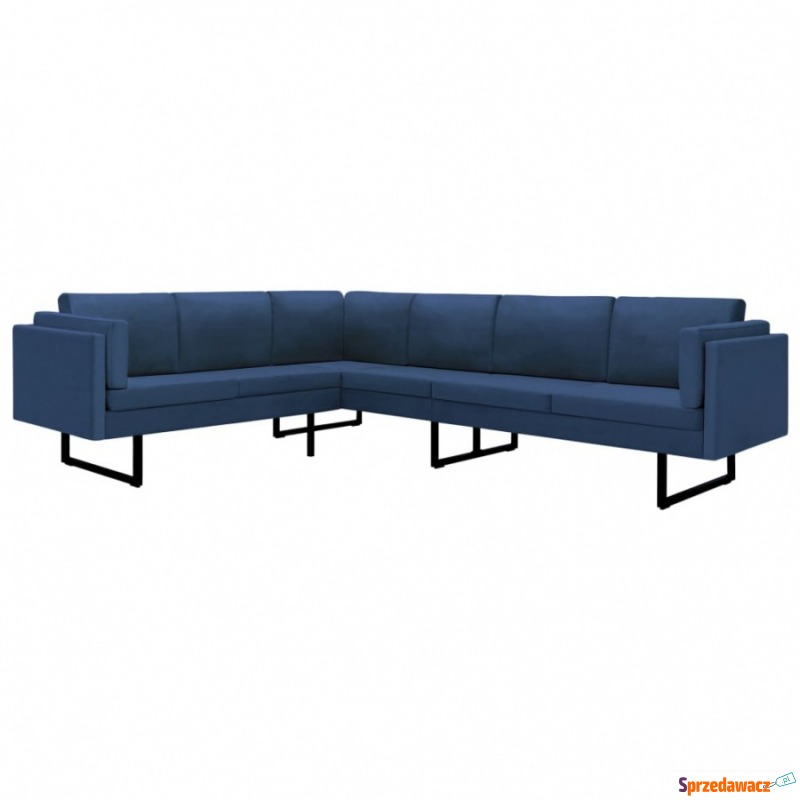 Sofa narożna niebieska tapicerowana tkaniną - Sofy, fotele, komplety... - Runowo