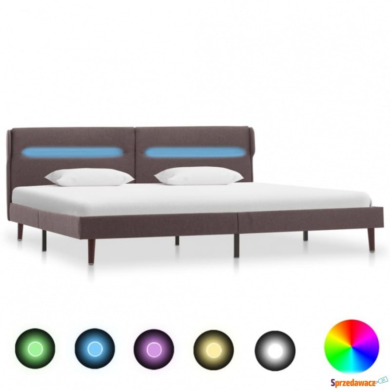 Rama łóżka z LED, taupe, tkanina, 140 x 200 cm - Łóżka - Krosno