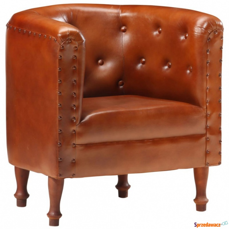 Fotel brązowy skóra naturalna - Krzesła biurowe - Bolesławiec