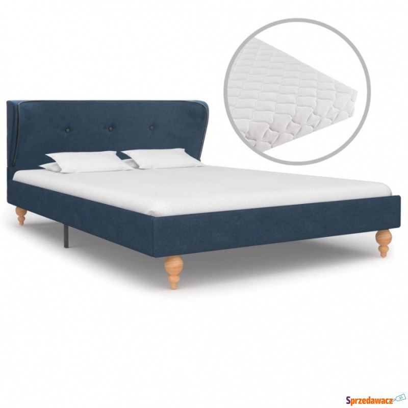 Łóżko z materacem, niebieskie, tkanina, 120 x... - Łóżka - Malbork