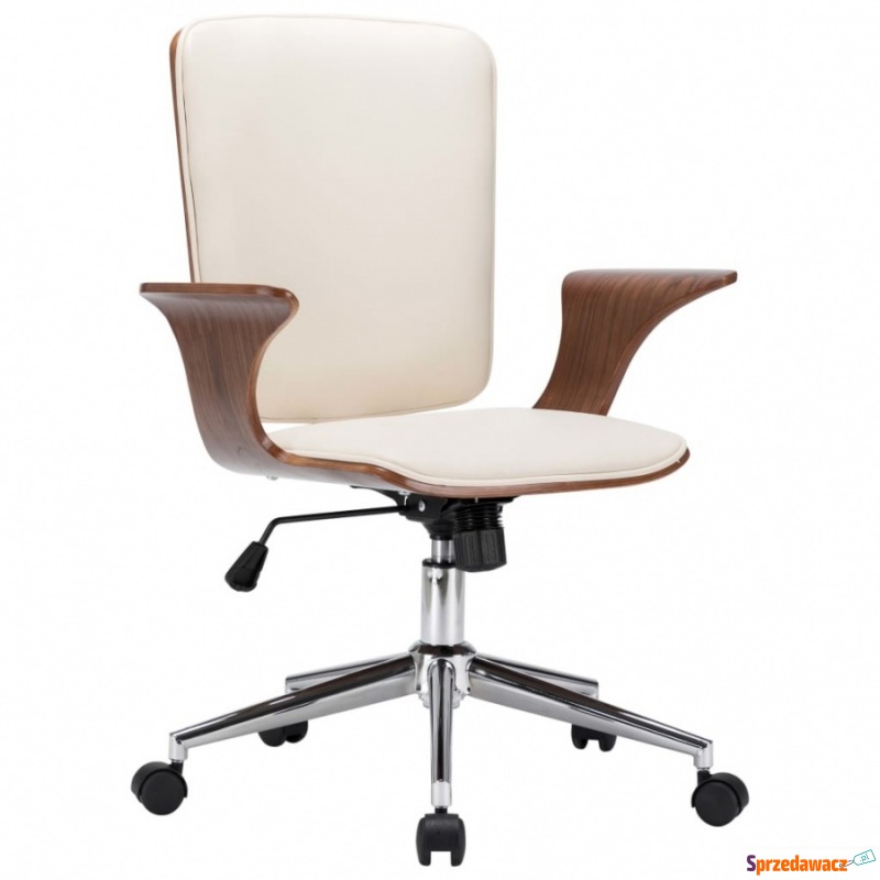 Obrotowe krzesło biurowe, kremowe, ekoskóra i... - Krzesła biurowe - Leszno