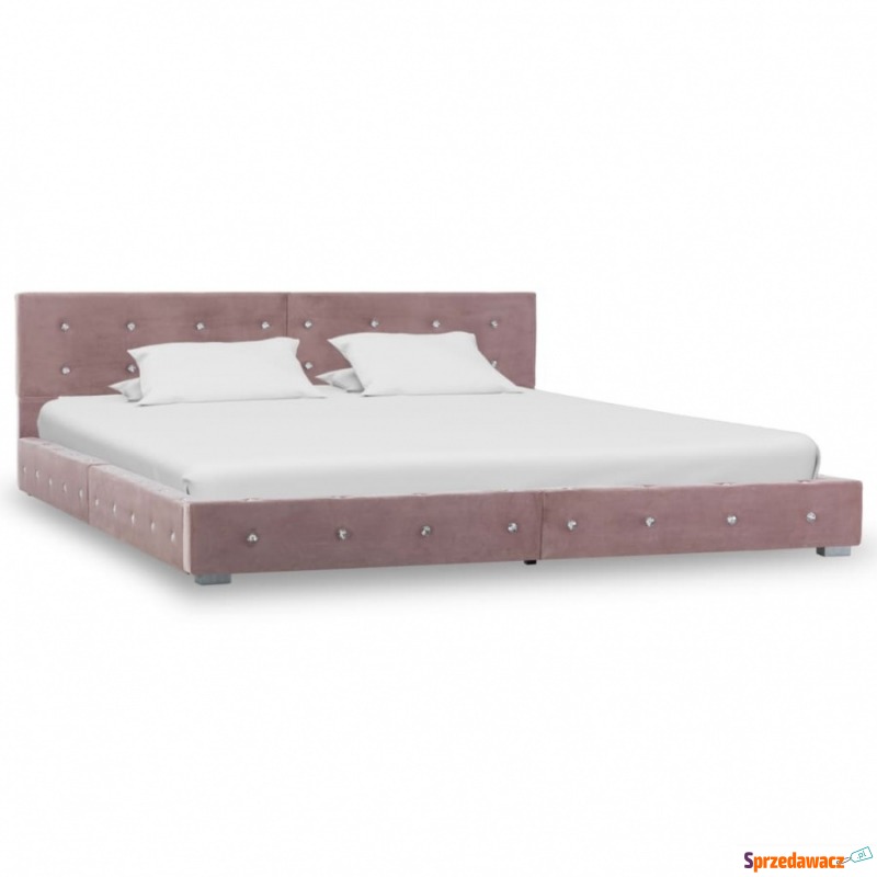 Rama łóżka, różowa, tapicerowana aksamitem, 1... - Łóżka - Nowy Targ