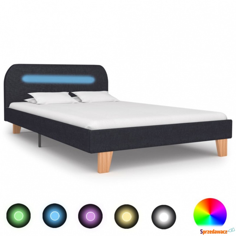 Rama łóżka z LED, ciemnoszara, tkanina, 120 x... - Łóżka - Przasnysz