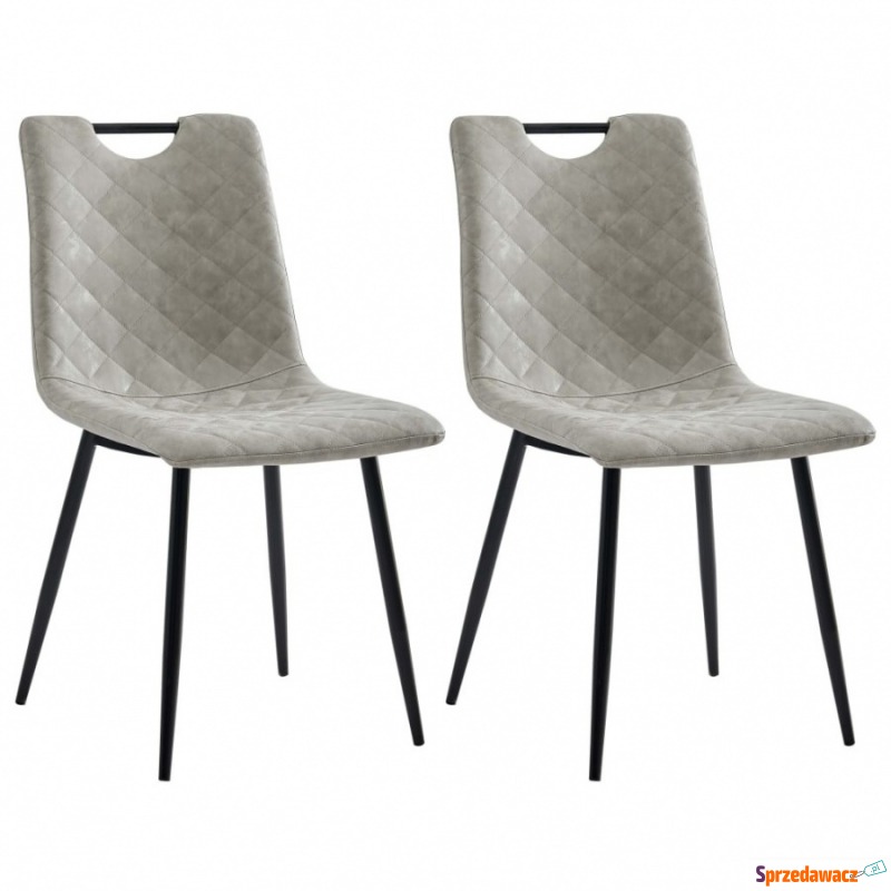 Krzesła do kuchni 2 szt. szare sztuczna skóra - Krzesła kuchenne - Kędzierzyn-Koźle