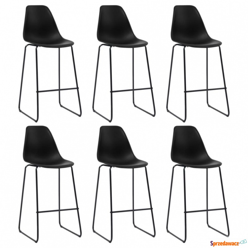 Krzesła barowe 6 szt czarne plastik - Taborety, stołki, hokery - Łódź