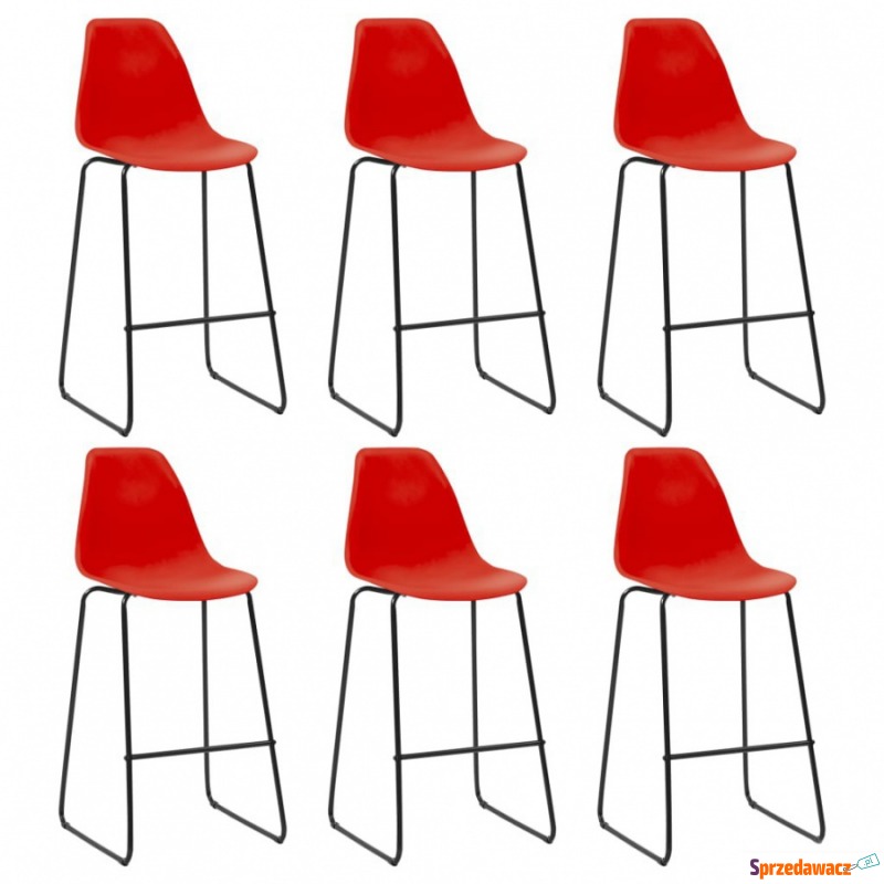 Krzesła barowe 6 szt czerwone plastik - Taborety, stołki, hokery - Siedlce