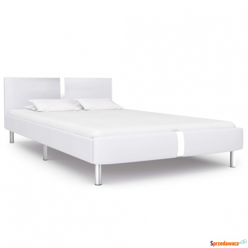 Rama łóżka, biała, sztuczna skóra, 140 x 200 cm - Stelaże do łóżek - Kołobrzeg