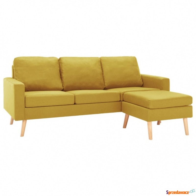 3-osobowa sofa z podnóżkiem, żółta, tapicerow... - Sofy, fotele, komplety... - Pińczów