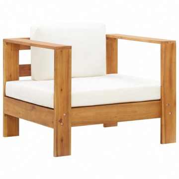 Krzesło ogrodowe z poduszką, kremowe, lite drewno akacjowe