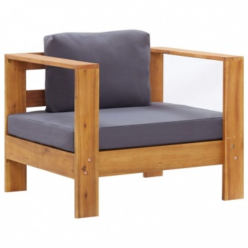 Fotel ogrodowy z poduszką, ciemnoszary, lite drewno akacjowe