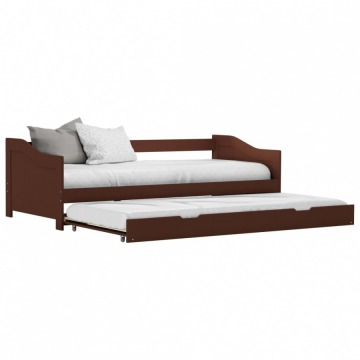 Wysuwane łóżko, ciemny brąz, drewno sosnowe, 90x200 cm