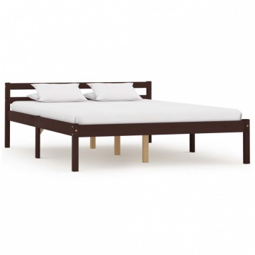 Rama łóżka, ciemnobrązowa, lite drewno sosnowe, 140 x 200 cm