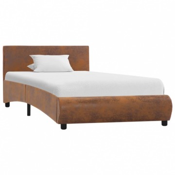Rama łóżka, brązowa, sztuczna skóra, 90 x 200 cm