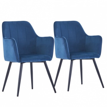 Krzesła stołowe, 2 szt., niebieskie, aksamit