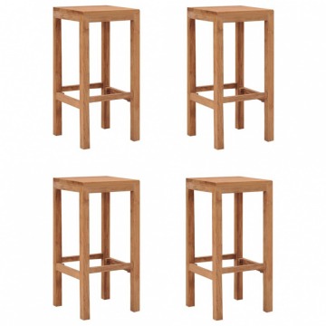 Krzesła barowe 4 sztuki lite drewno tekowe