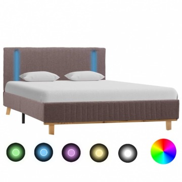 Rama łóżka z LED, taupe, tapicerowana tkaniną, 120 x 200 cm